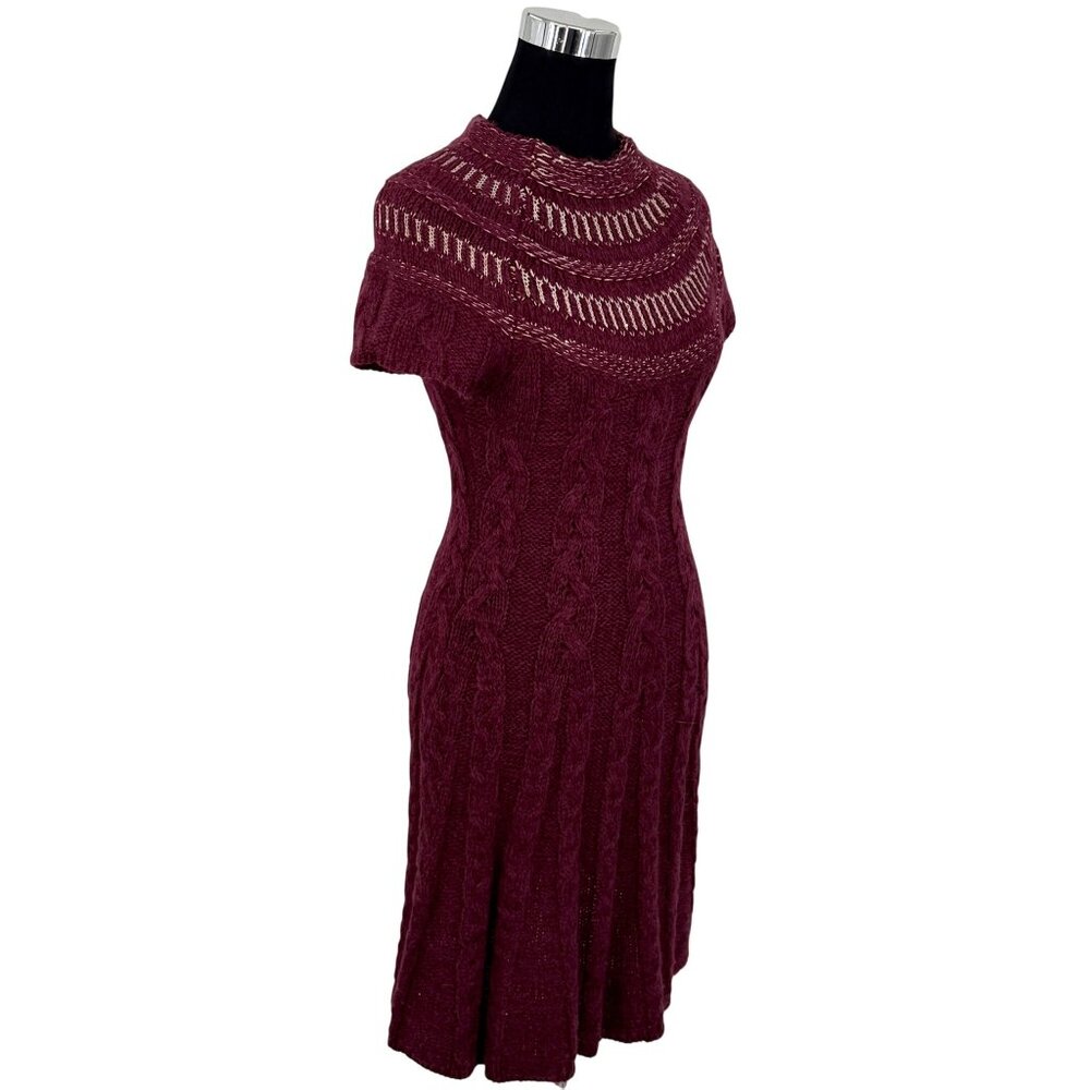 NWT Free People Dark Cherry Sequin Fit & Flare Sweater Dress | Mob Wife Coquette - Picture 8 of 16
